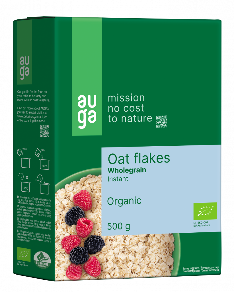 Organic instant wholegrain oat flakes, 500 g