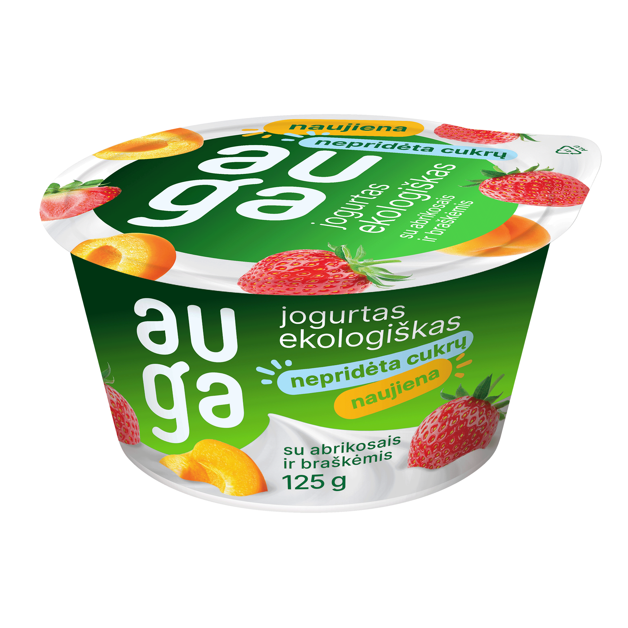 Yogurt with with apricots and strawberries 3,5 % fat, organic, 125 g