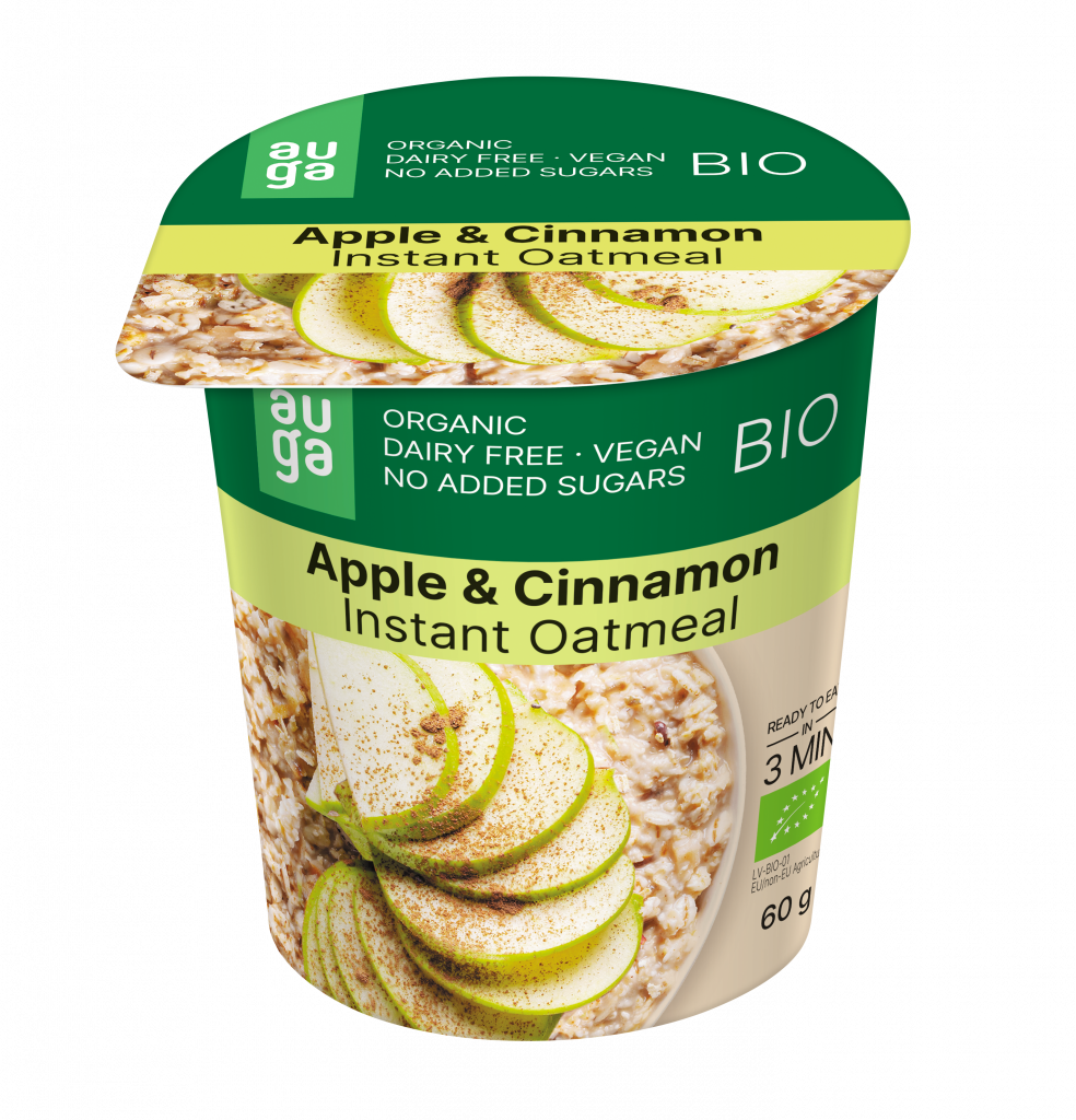 Oatmeal porridge with apples and cinnamon, whole grain, instant, organic, 60 g