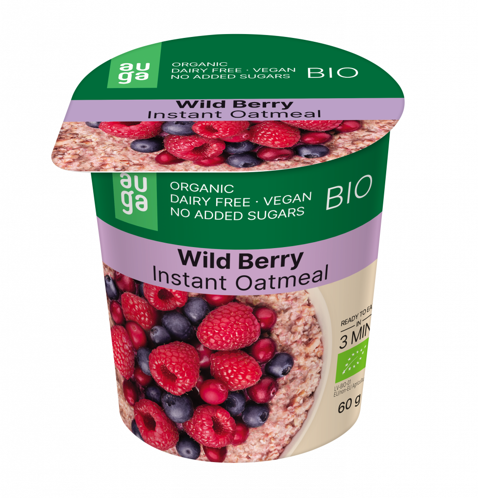 Oatmeal porridge with wild berries, whole grain, instant, organic, 60 g