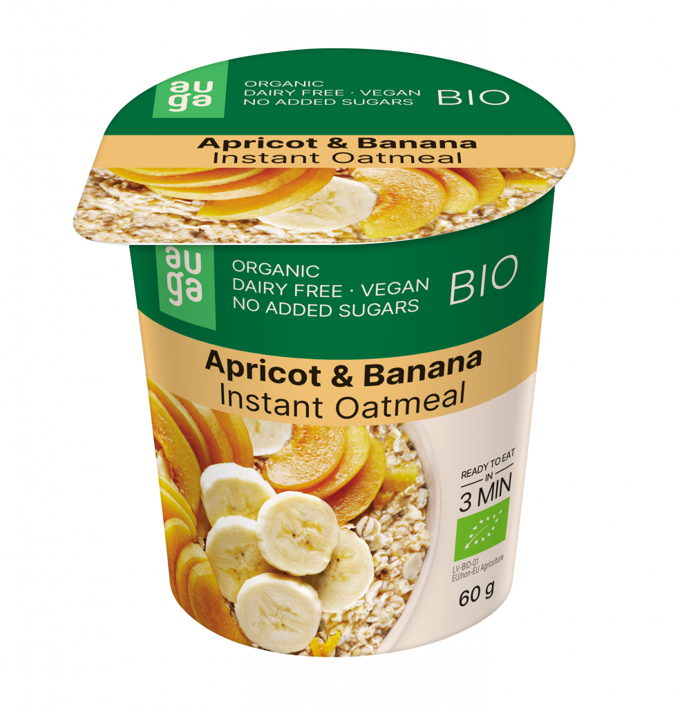 Oatmeal porridge with apricots and banana, whole grain, instant, organic, 60 g