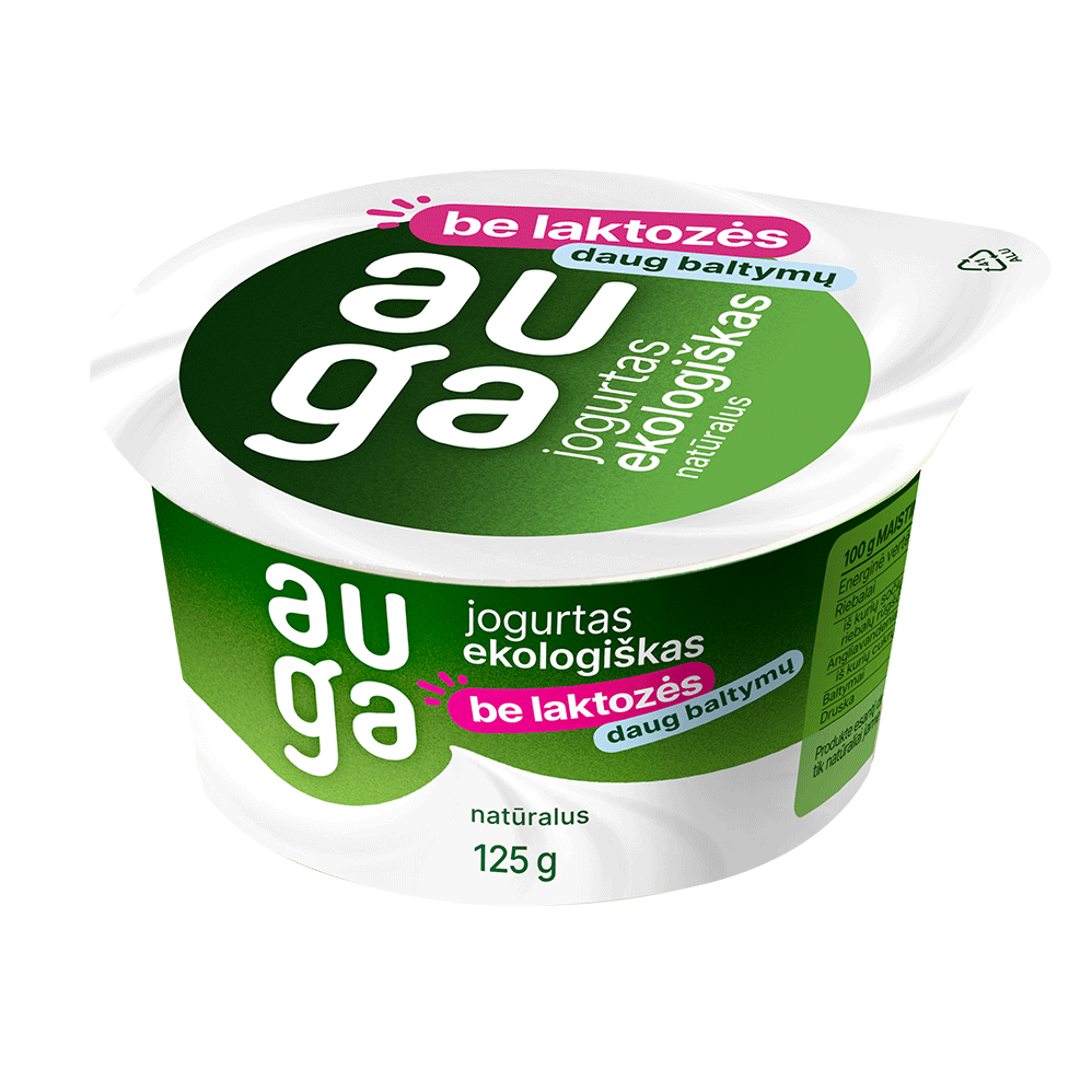 Jogurtas natūralus 4,3 % rieb., be laktozės, ekologiškas, 125 g